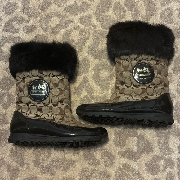 Coach Boots Women- 8, Brown Signature Logo Print- Joyous - Picture 1 of 5